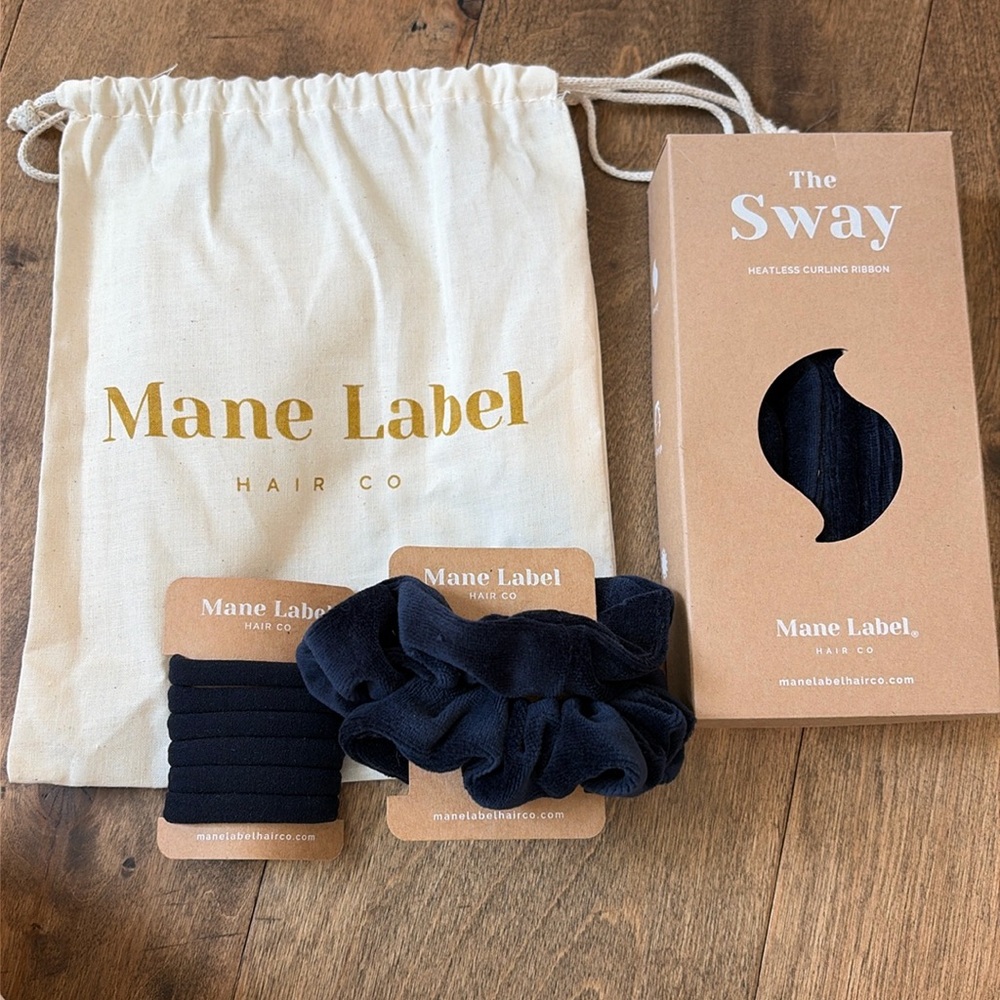 Mane Label Sway Heatless Curling Velour Ribbon + Scrunchies + Hair Ties